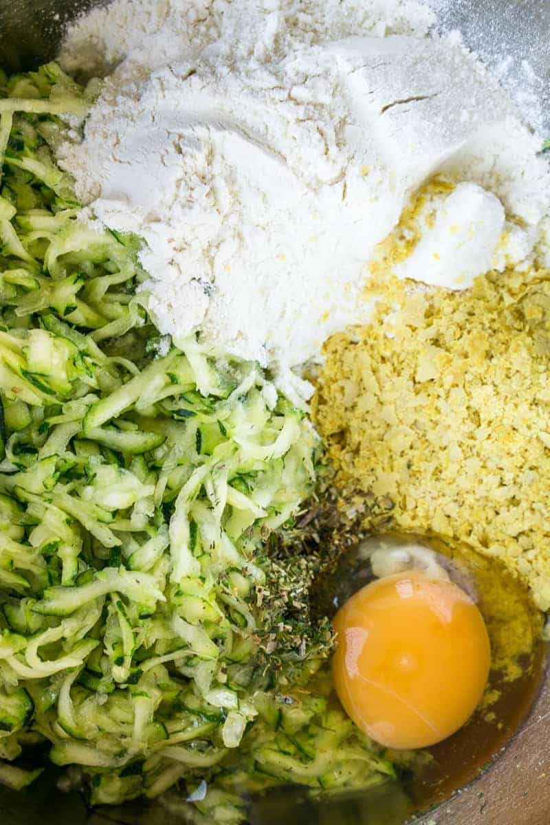 Zucchini Fritter ingredients in bowl