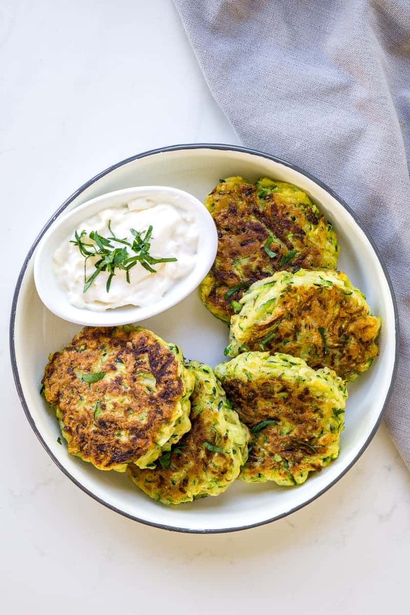 Overhead photo of Zucchini Fritters