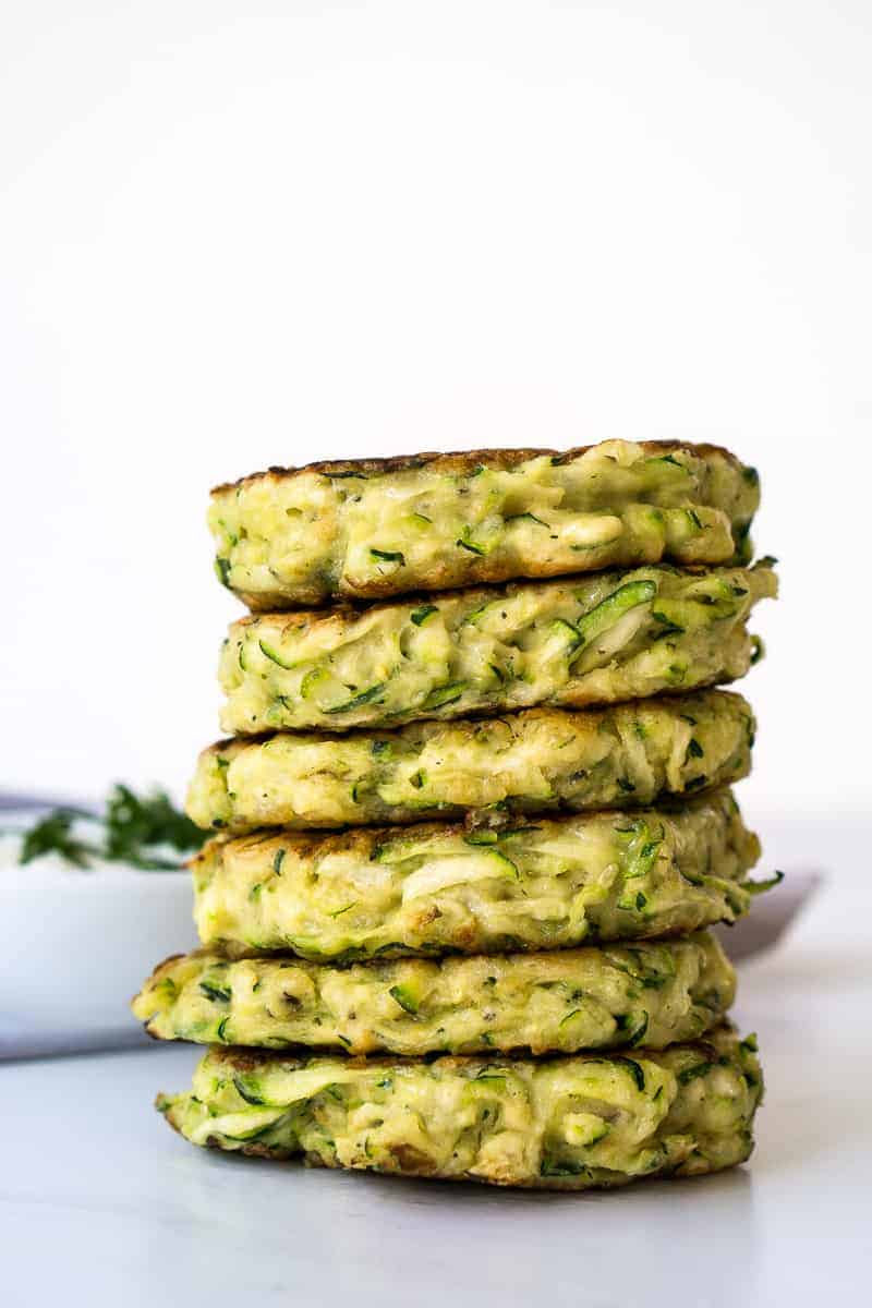 Stack of dairy-free Zucchini Fritters