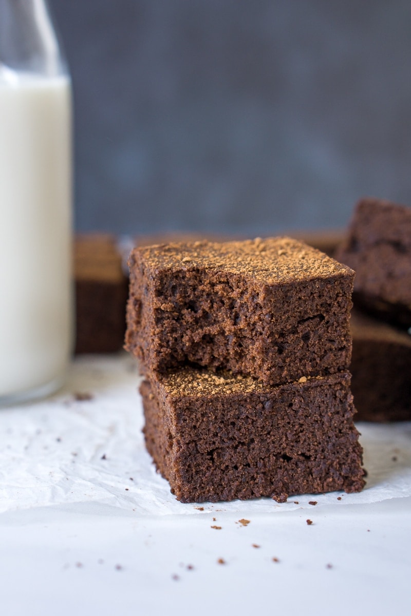 Quick and Easy Chocolate Brownies with bite taken
