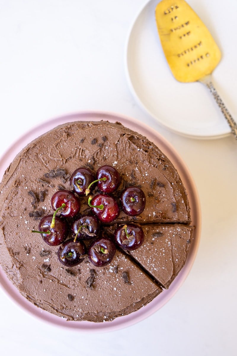 chocolate cherry cake from above