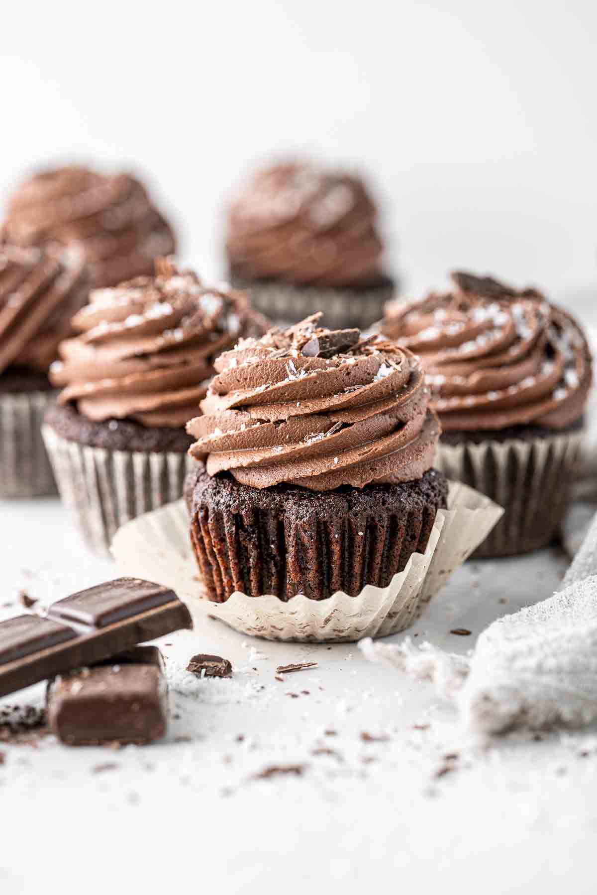 Chocolate and coconut cupcakes with buttercream. 