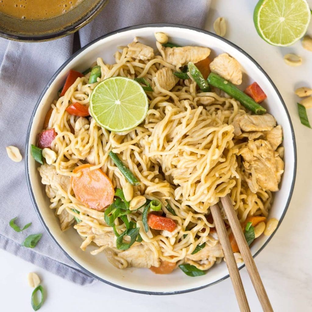 Chicken Satay Noodles - Eight Forest Lane