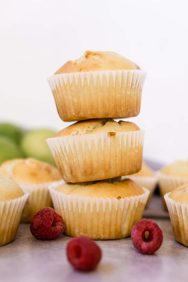 Stack of Raspberry, Coconut & Lime Muffins