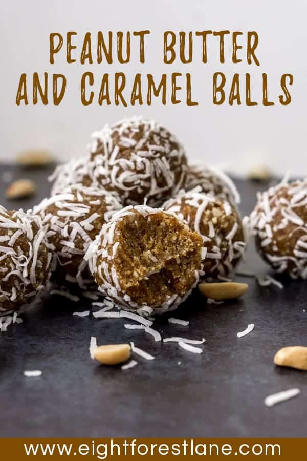 caramel & peanut butter balls - pinterest image