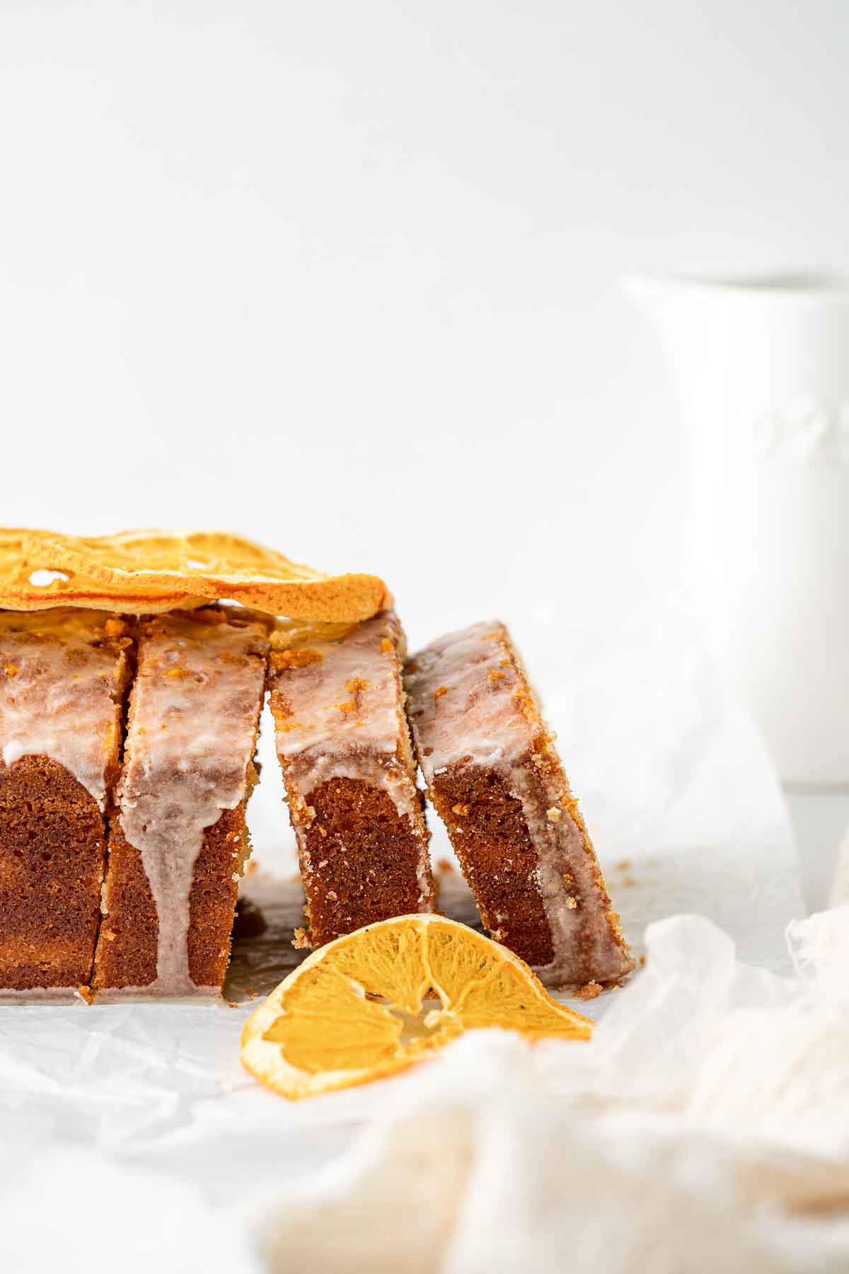 Slices of orange pound cake.