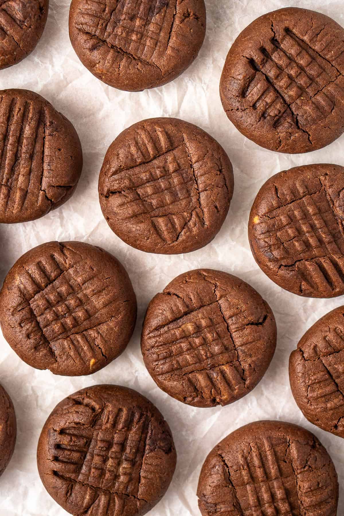The baked chocolate peanut butter cookies.