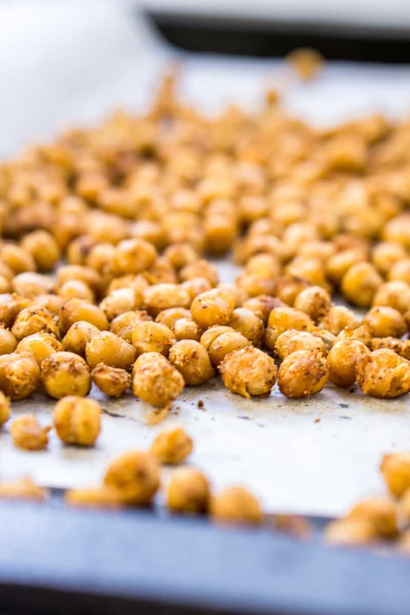 tray of spiced roasted chickpeas