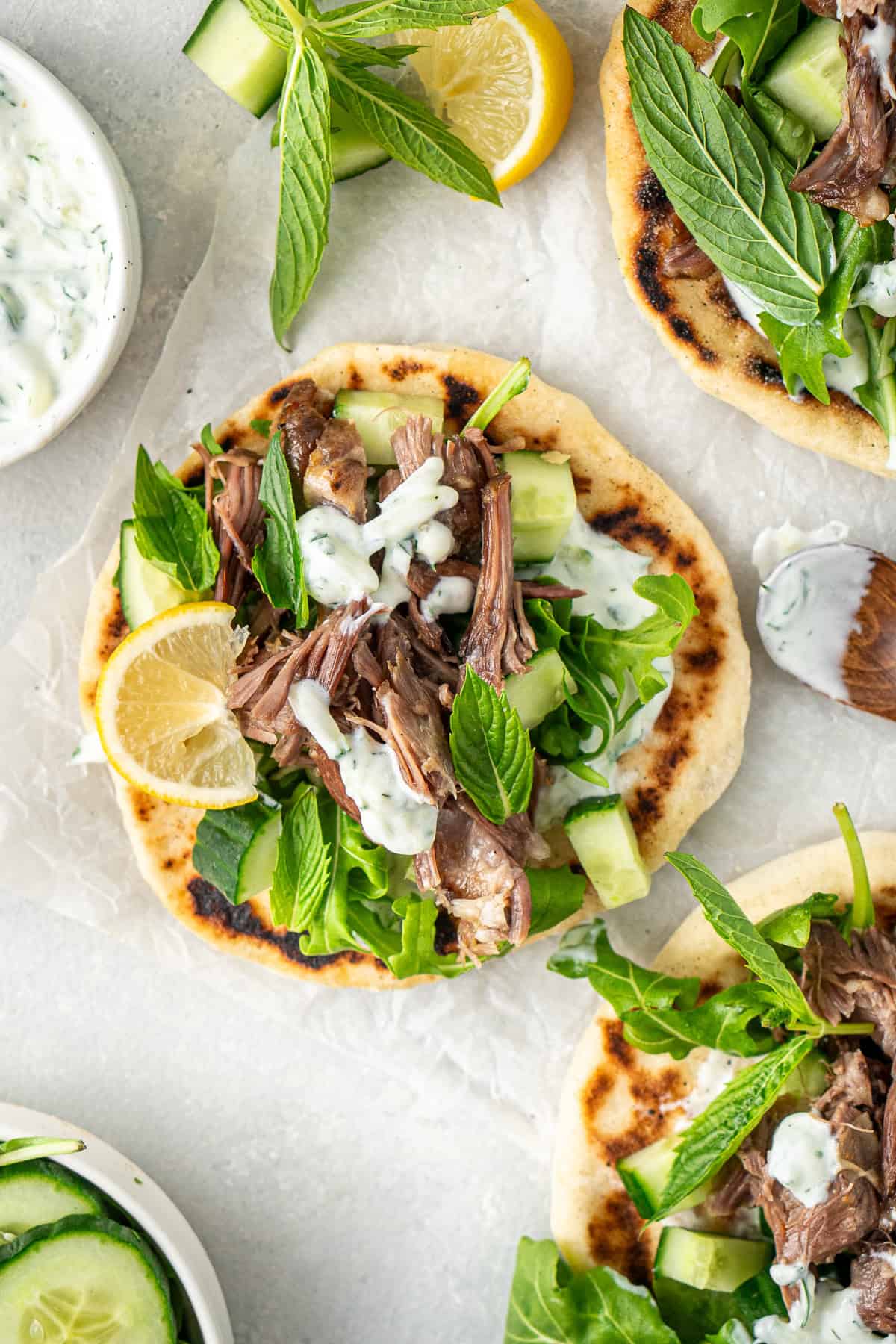 The lamb pitas with dairy free tzatziki. 