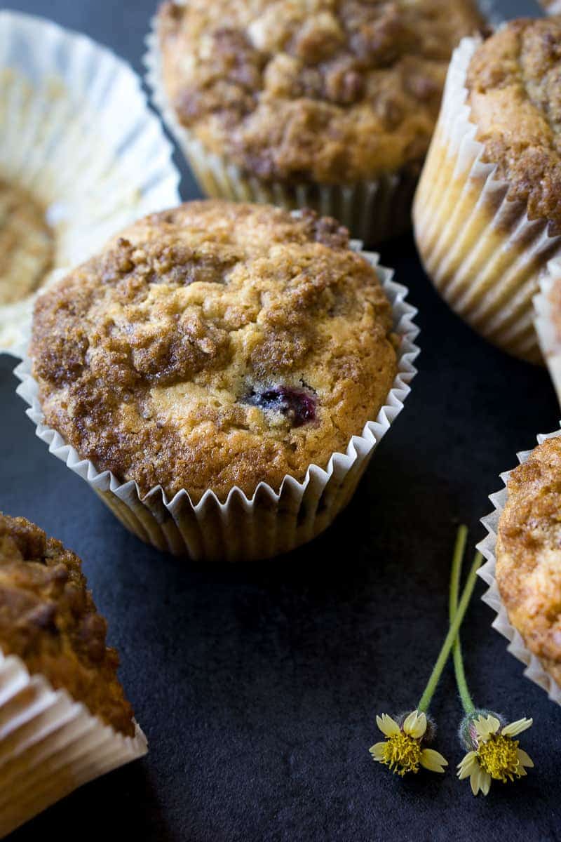 Earl Grey Blueberry Muffins with a Crumb Topping