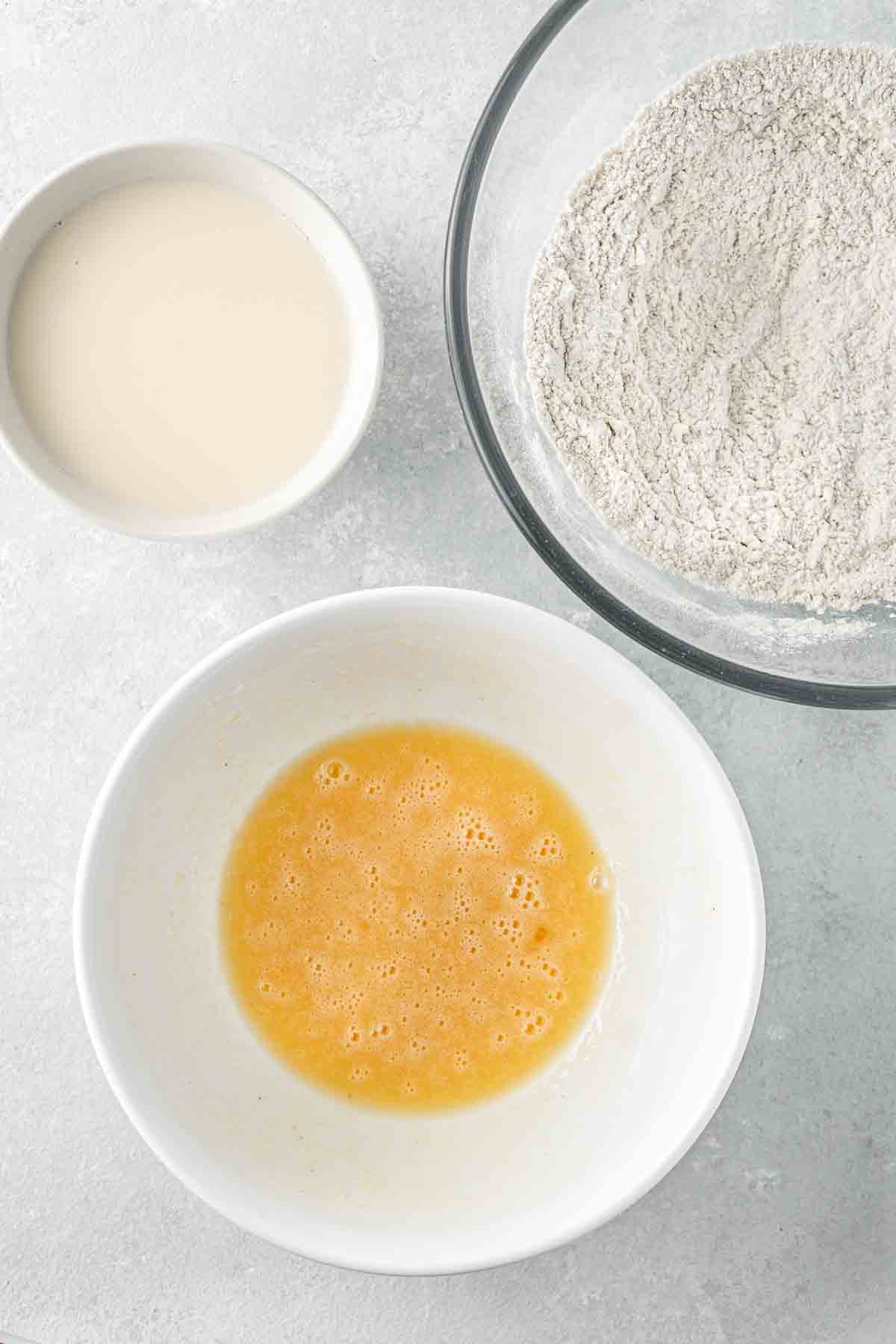 All ingredients mixed into bowls.