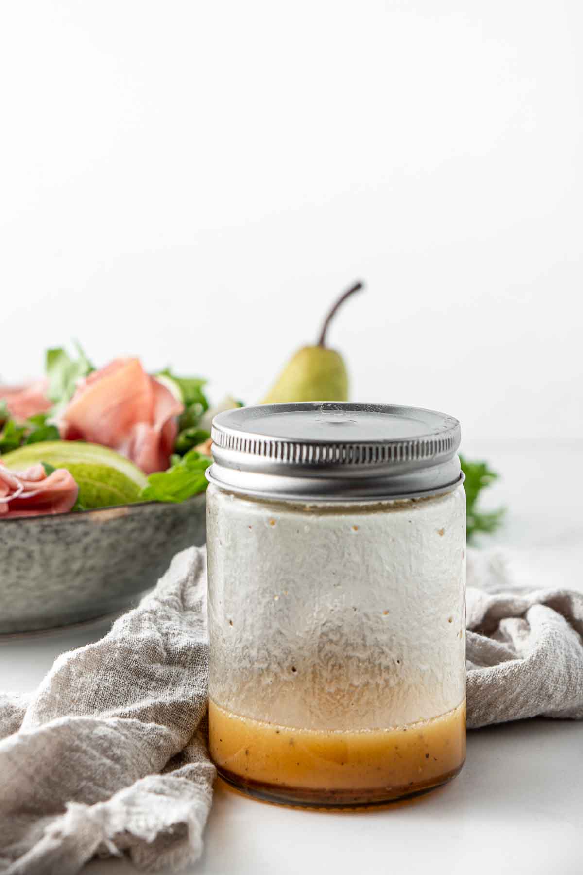 The dressing made in a jar. 