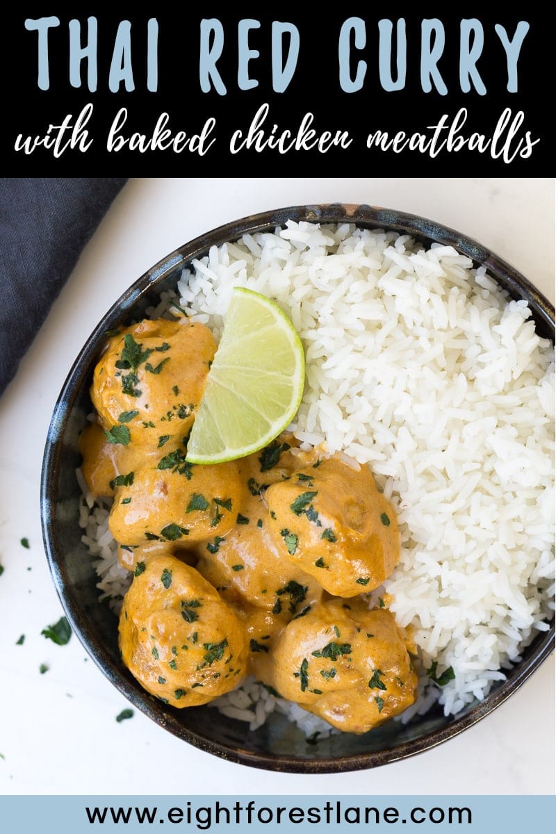 Thai Red Curry with Baked Chicken Meatballs