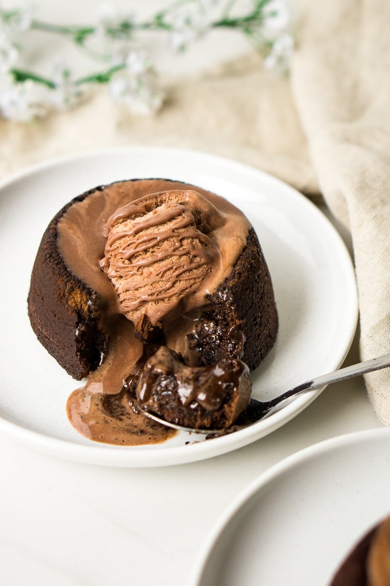 Chocolate Lava Cakes with melting ice cream a