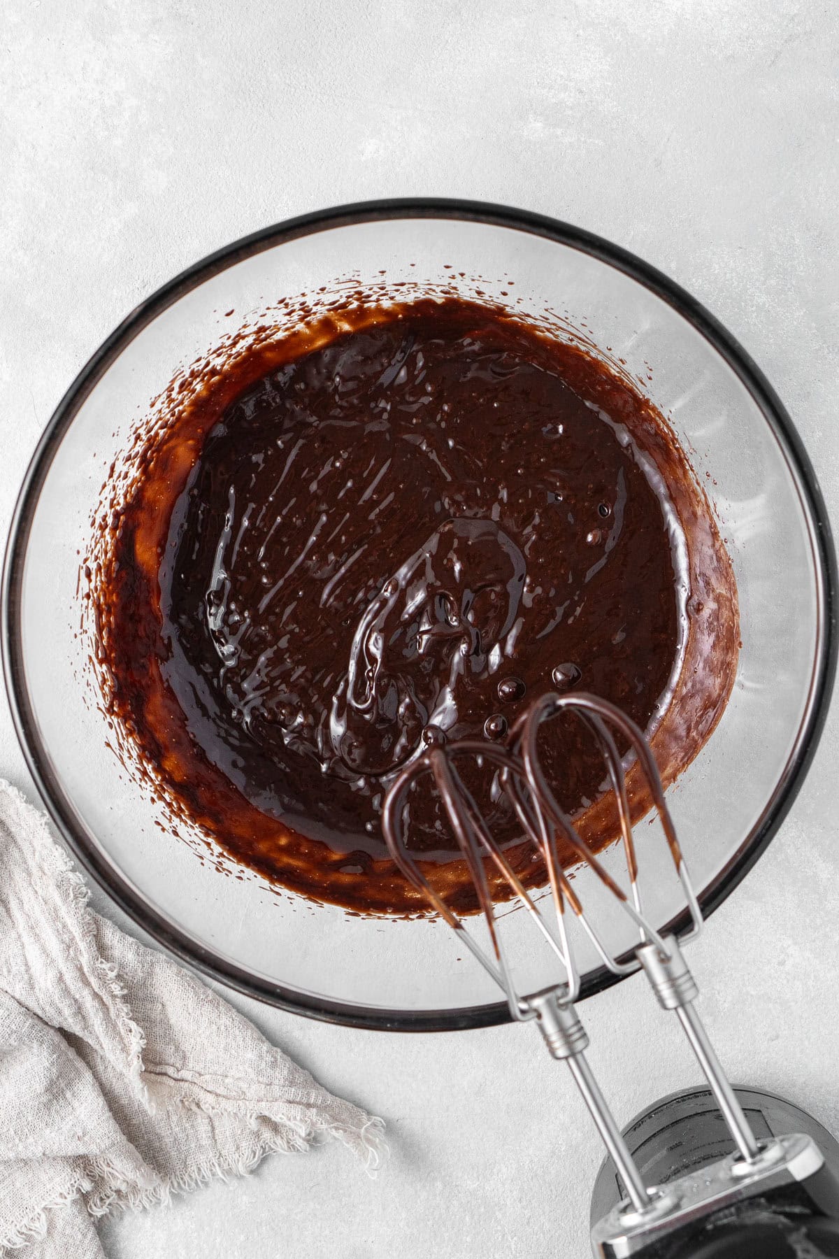 The egg yolks mixed with the chocolate mixture. 