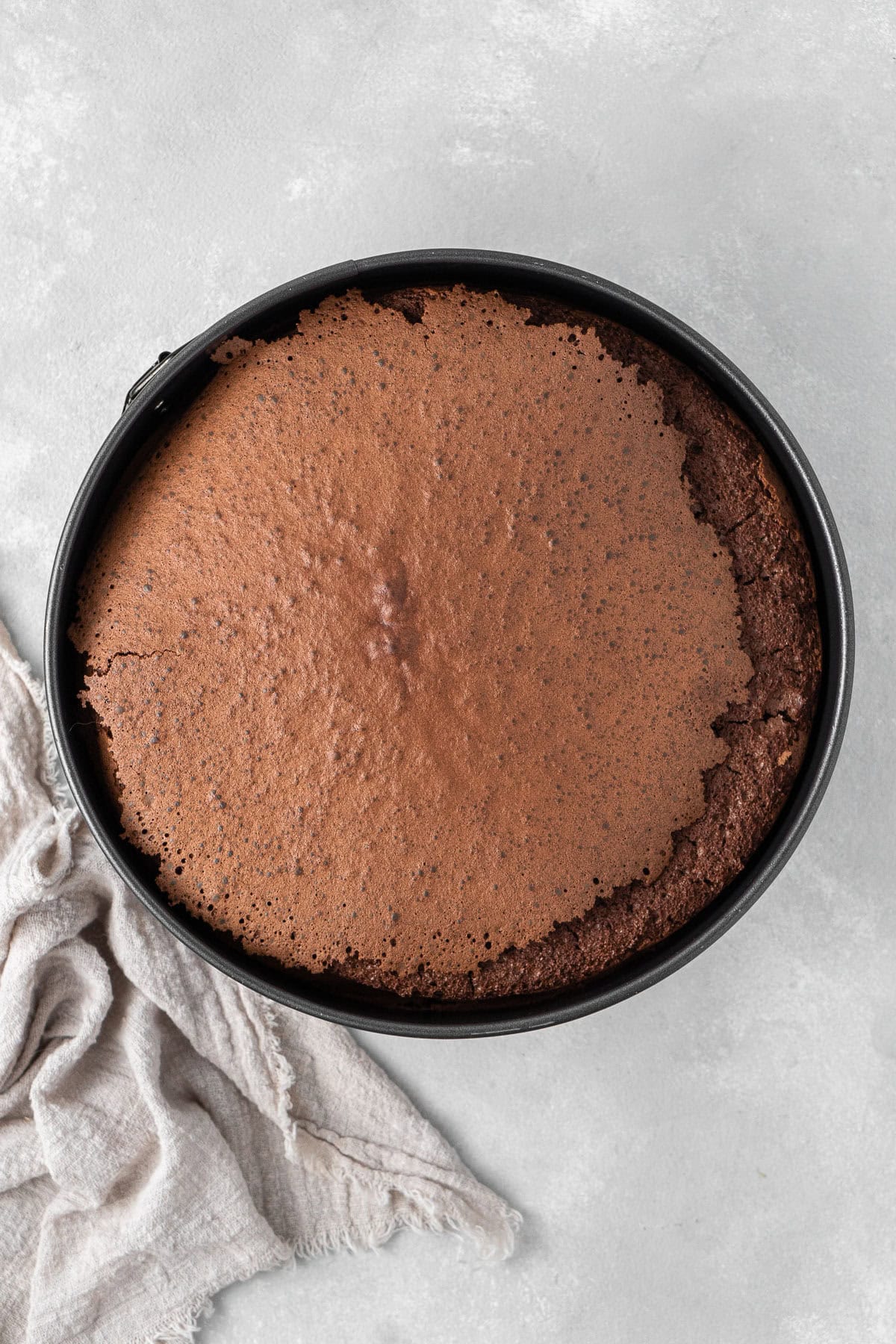 The torte fresh from the oven before collapsing. 