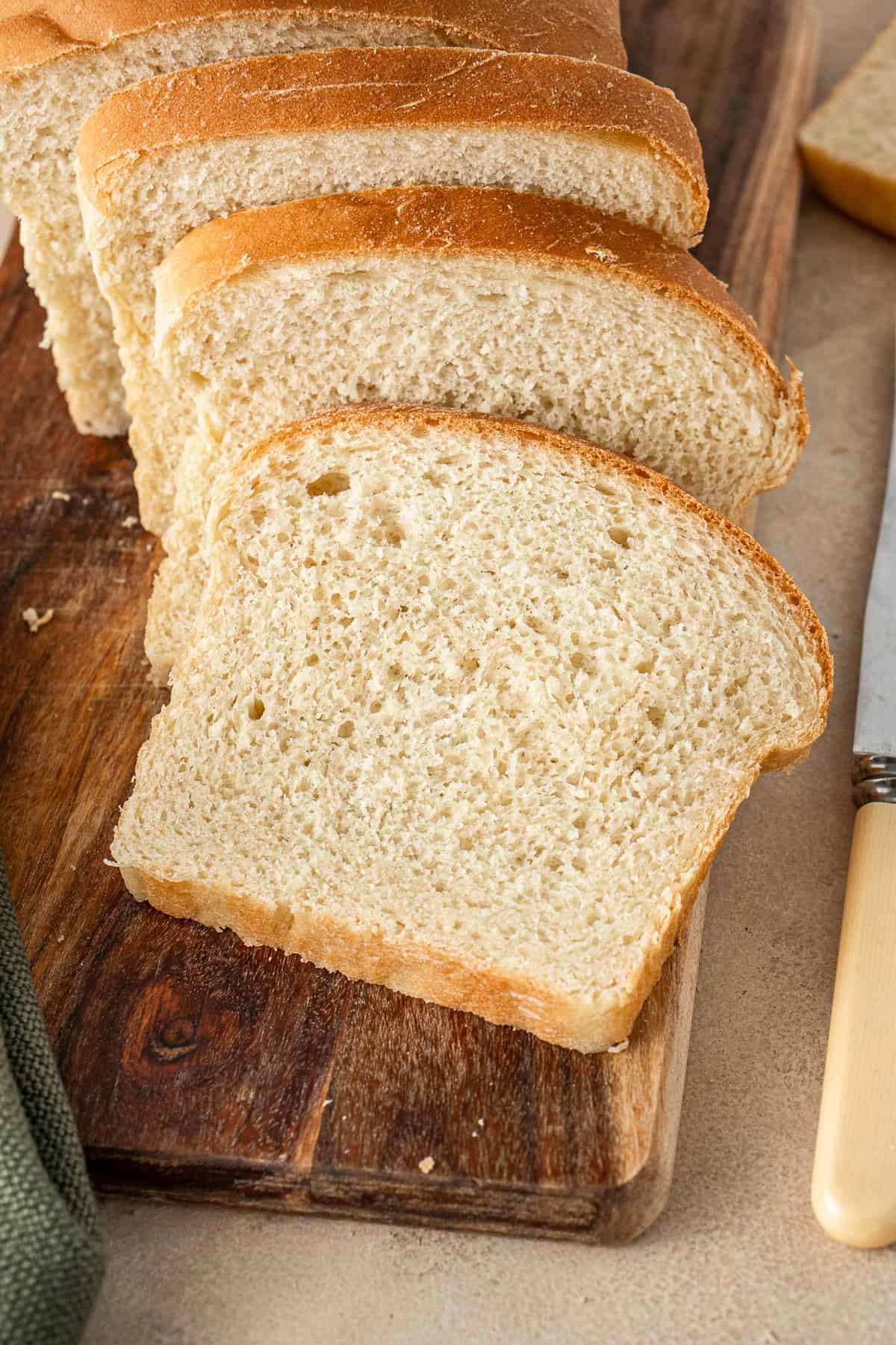 The slices of freshly baked bread.