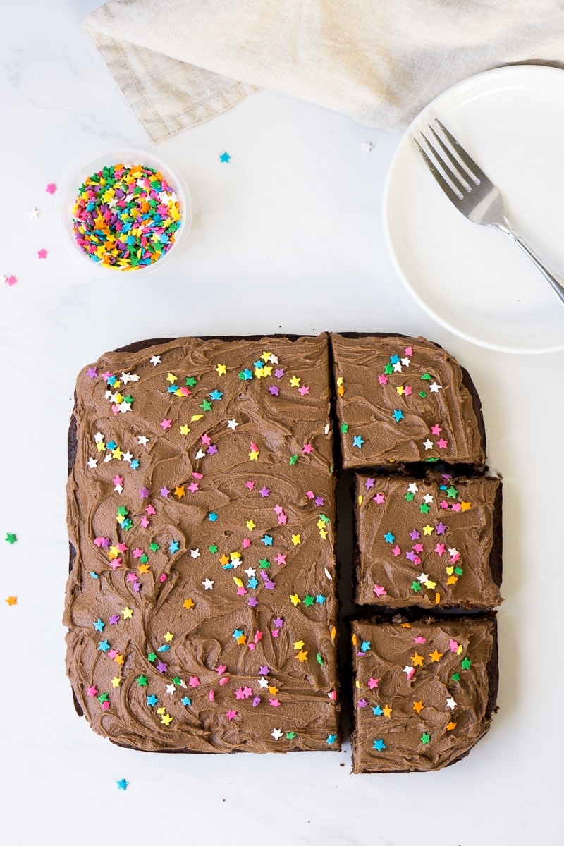 Vegan chocolate cake with sprinkles