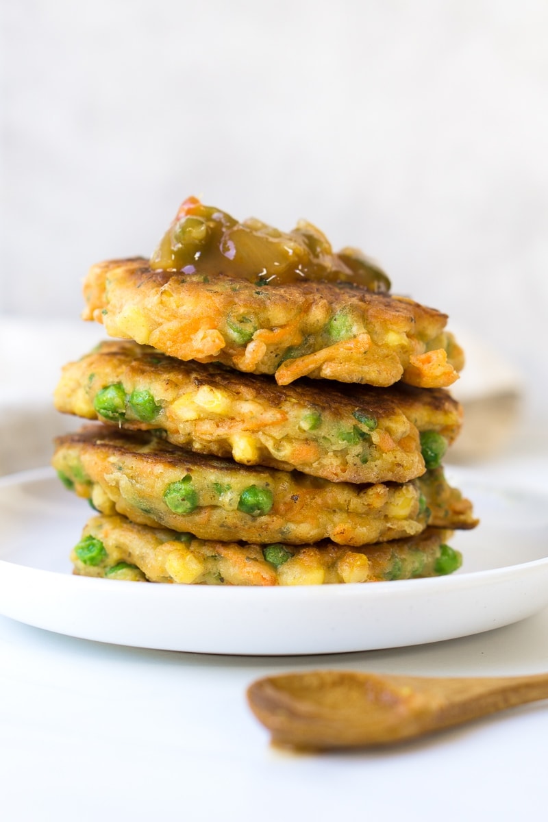 Vegetable Fritters with Chutney