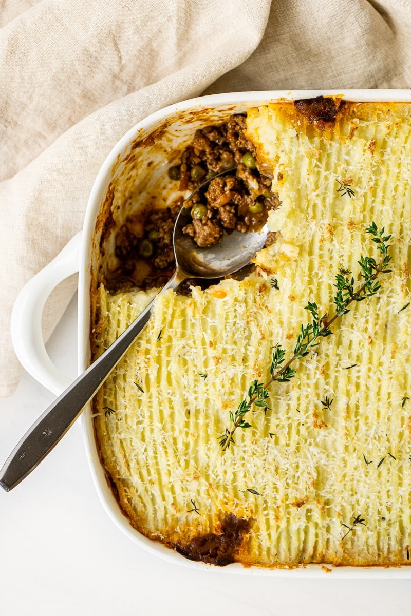 cottage pie with scoop from it