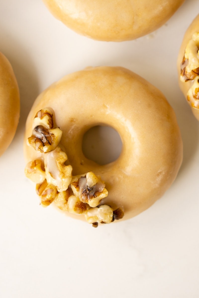 Vegan Maple Doughnuts with walnuts