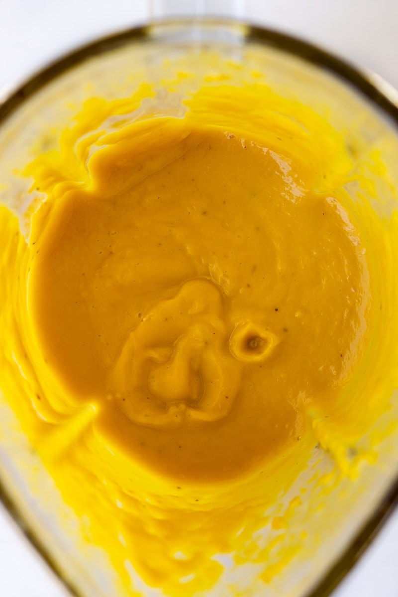 Creamy pumpkin sauce in a blender