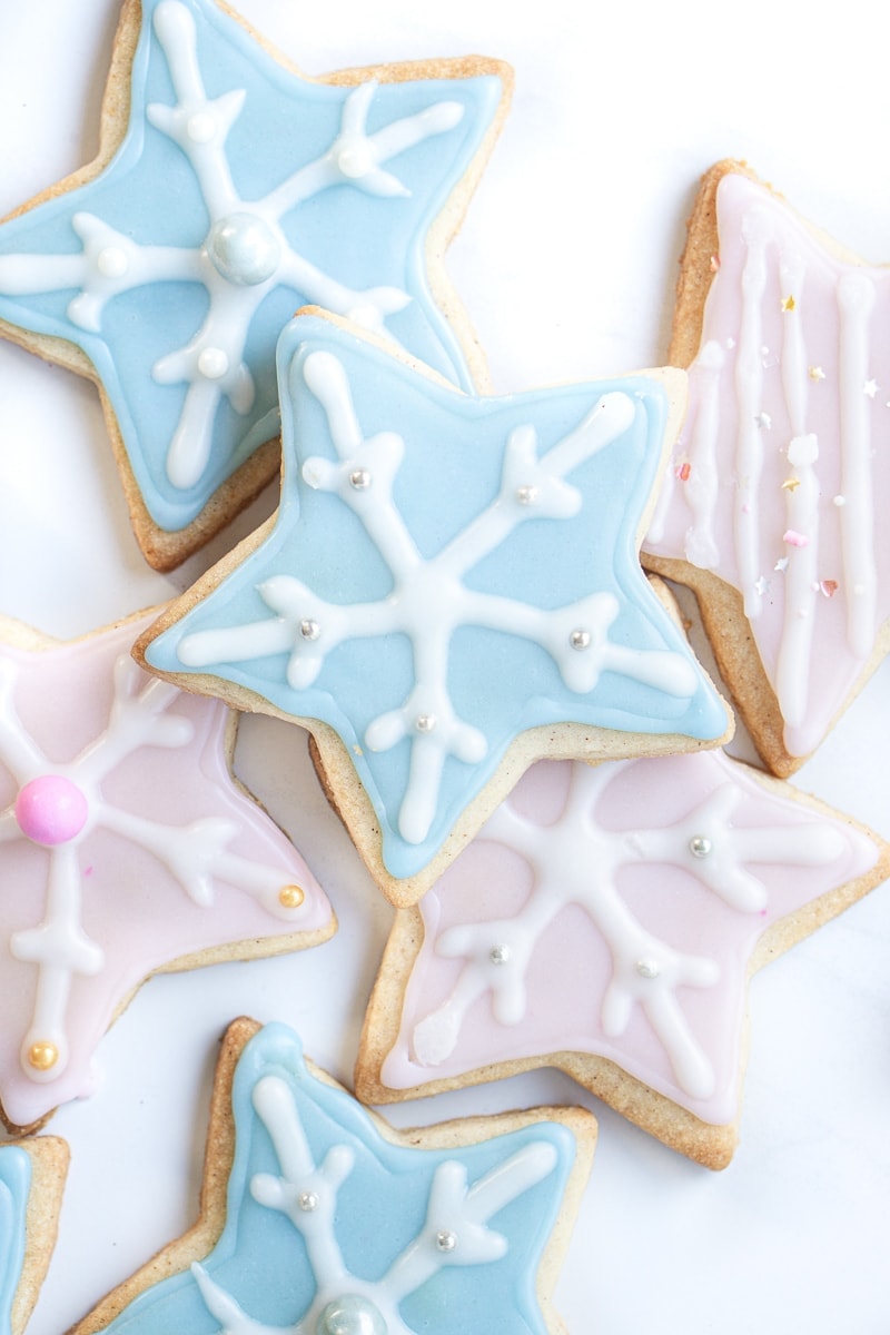 Blue and pink star sugar cookies