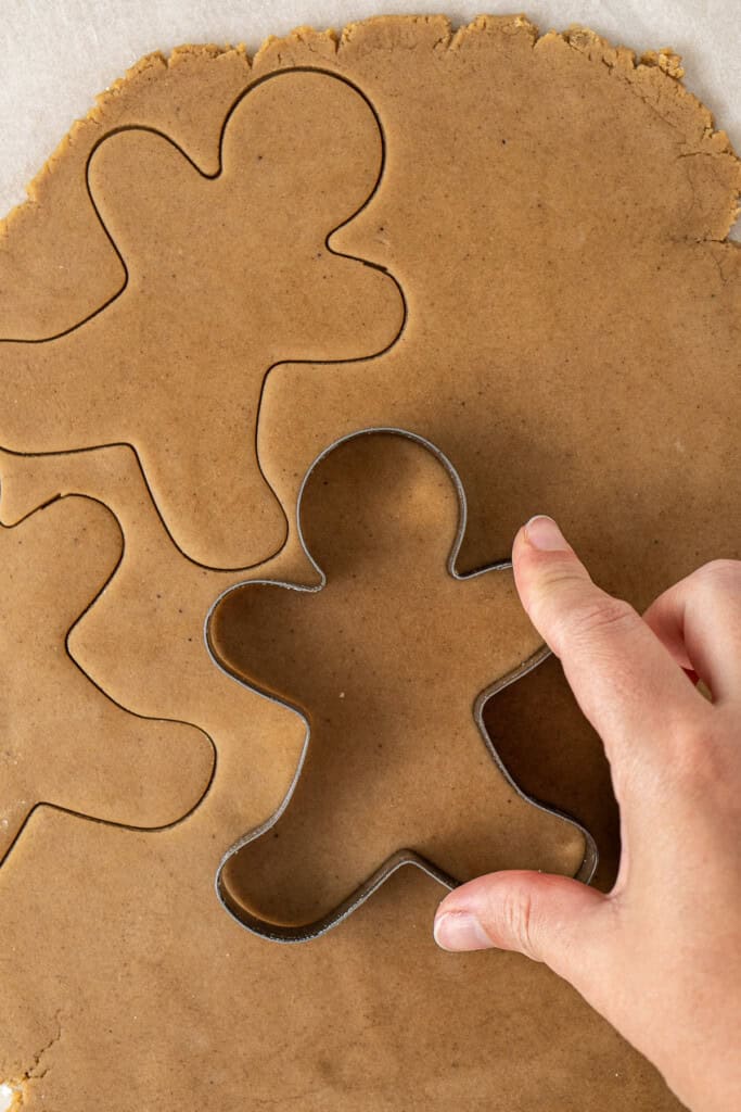 Cutting out the gingerbread men.
