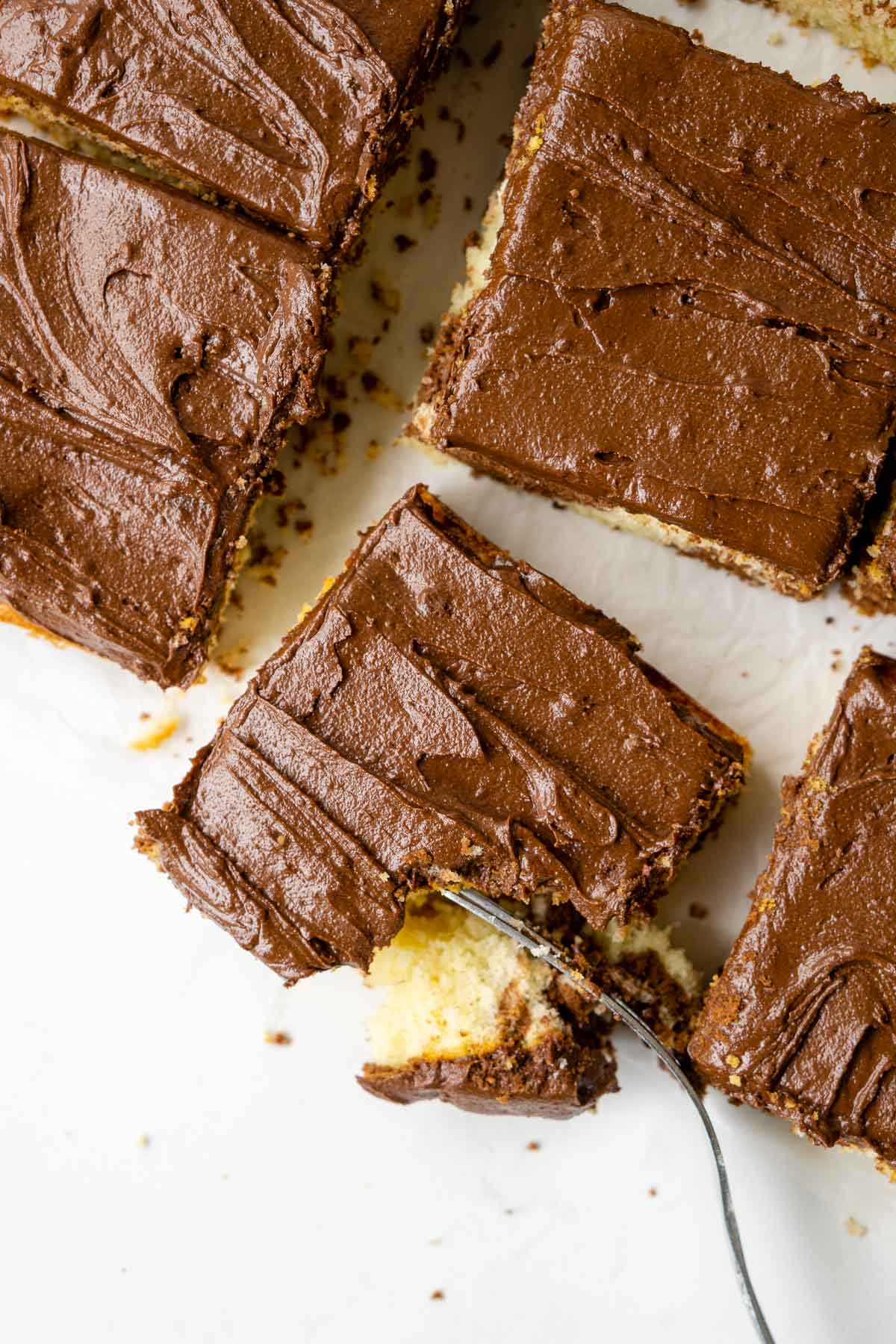 Slices of marble sheet cake