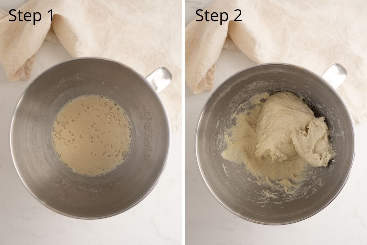 Step 1 and 2 to make naan