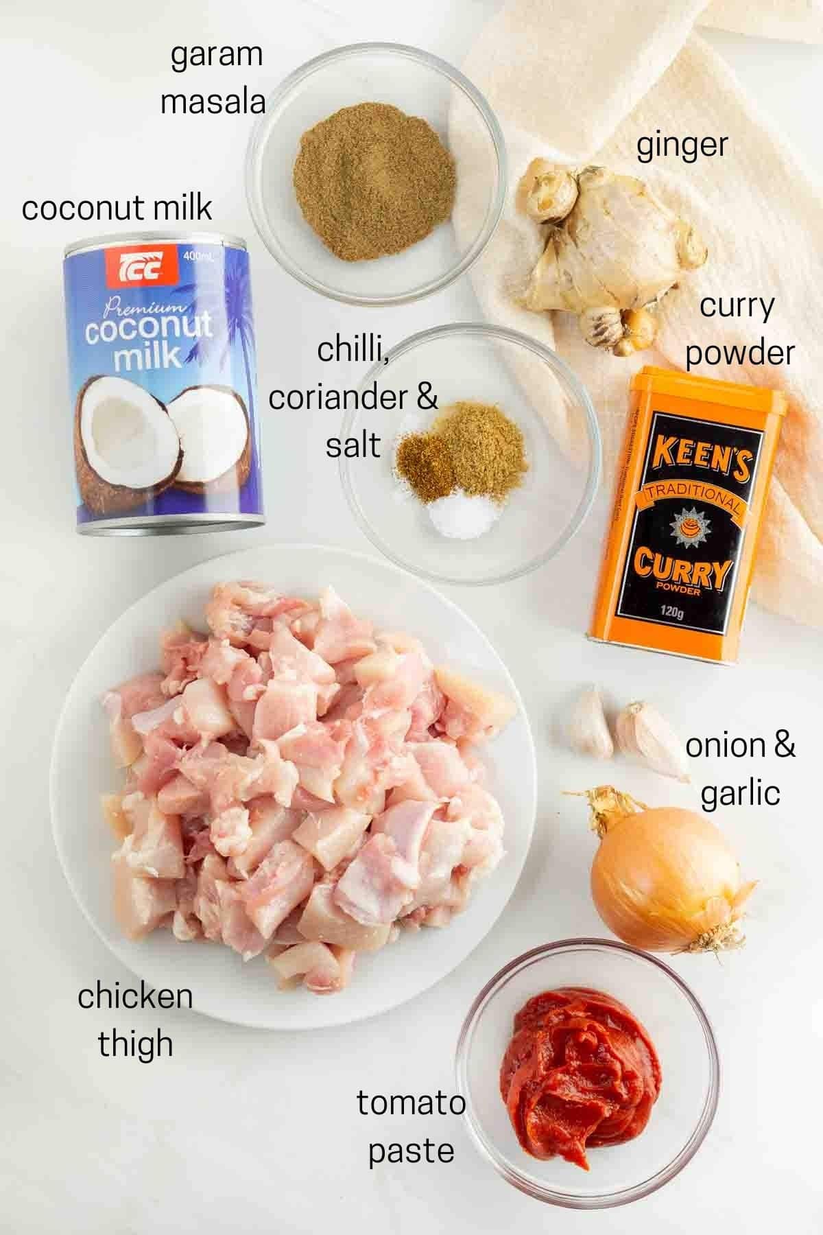 Ingredients for butter chicken.