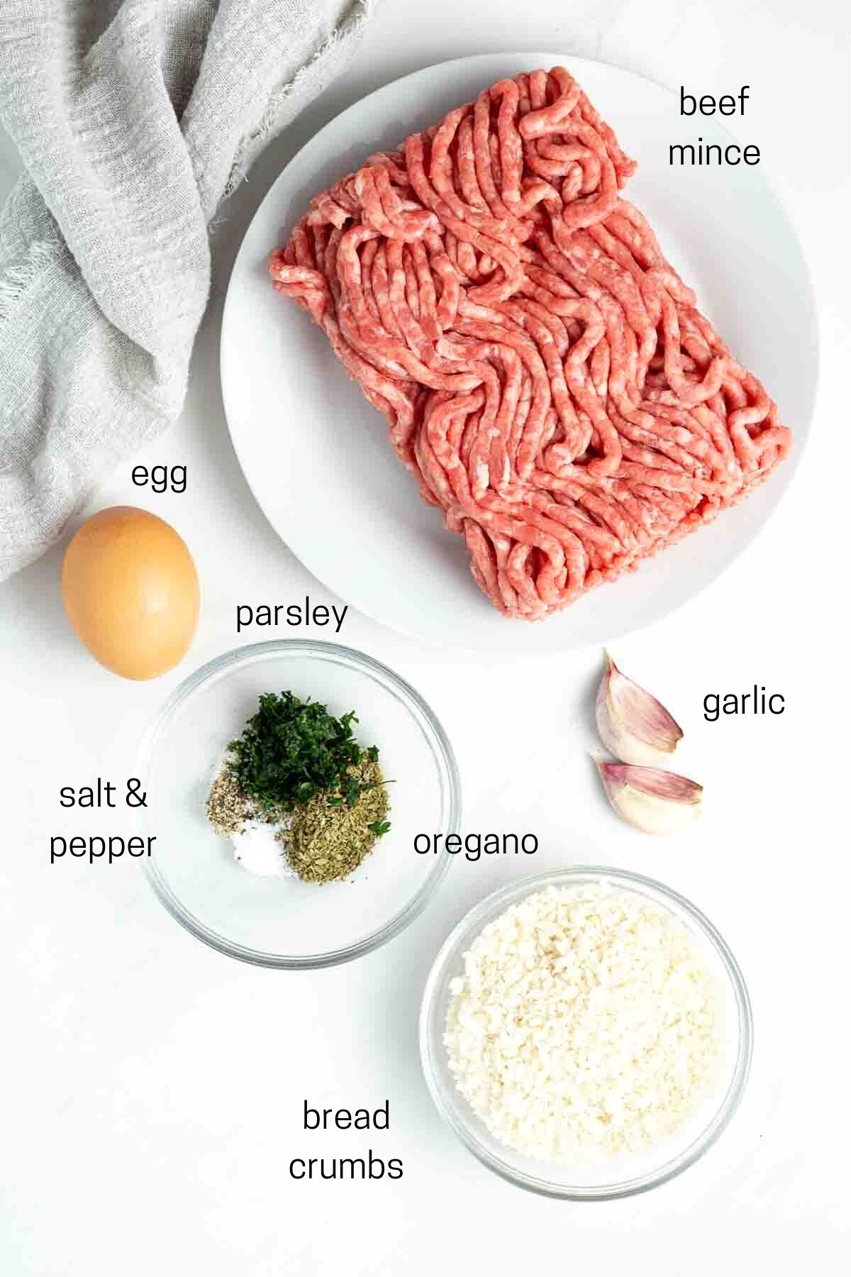 ingredients laid out for meatballs