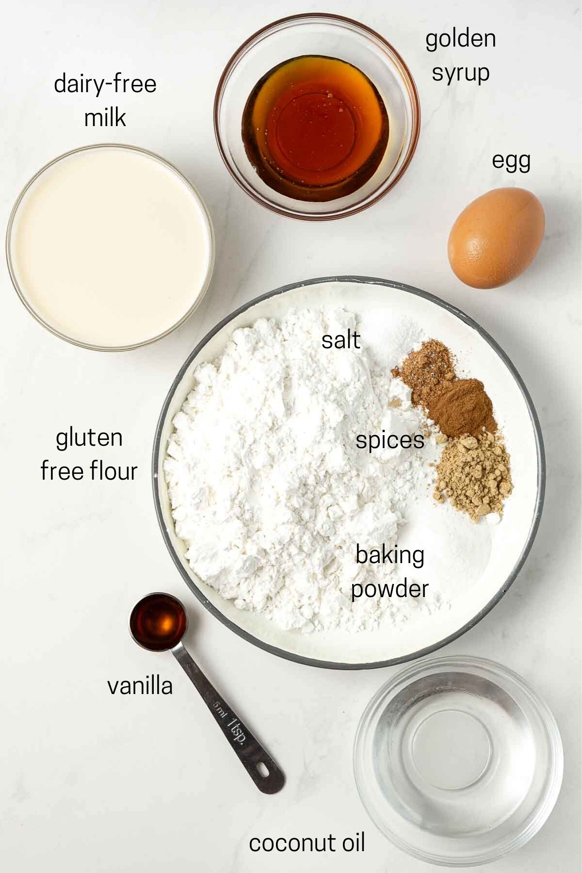 Ingredients laid out for gingerbread pancakes