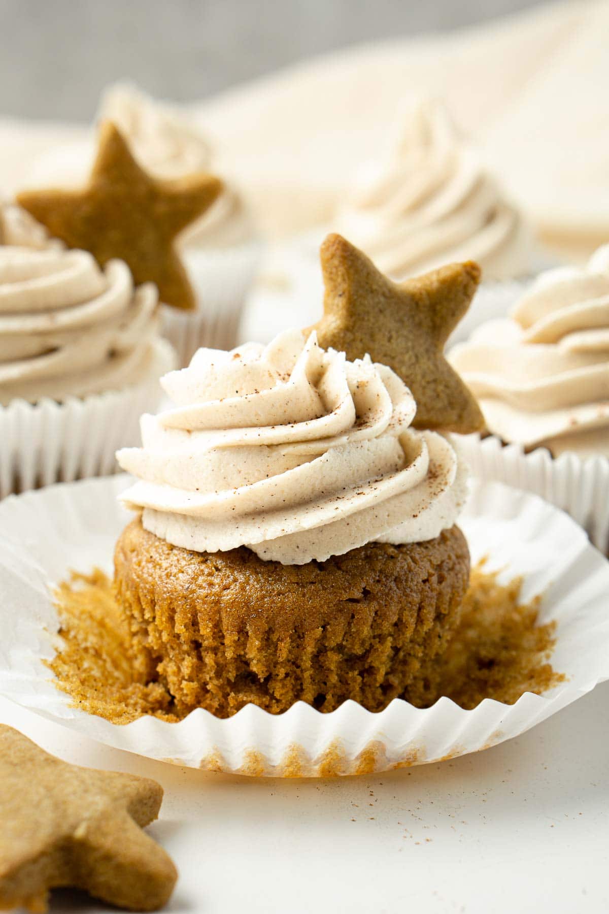 Close up of gingerbread cupcakes