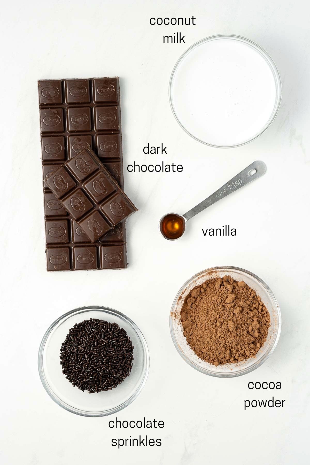 Ingredients laid out for chocolate truffles.