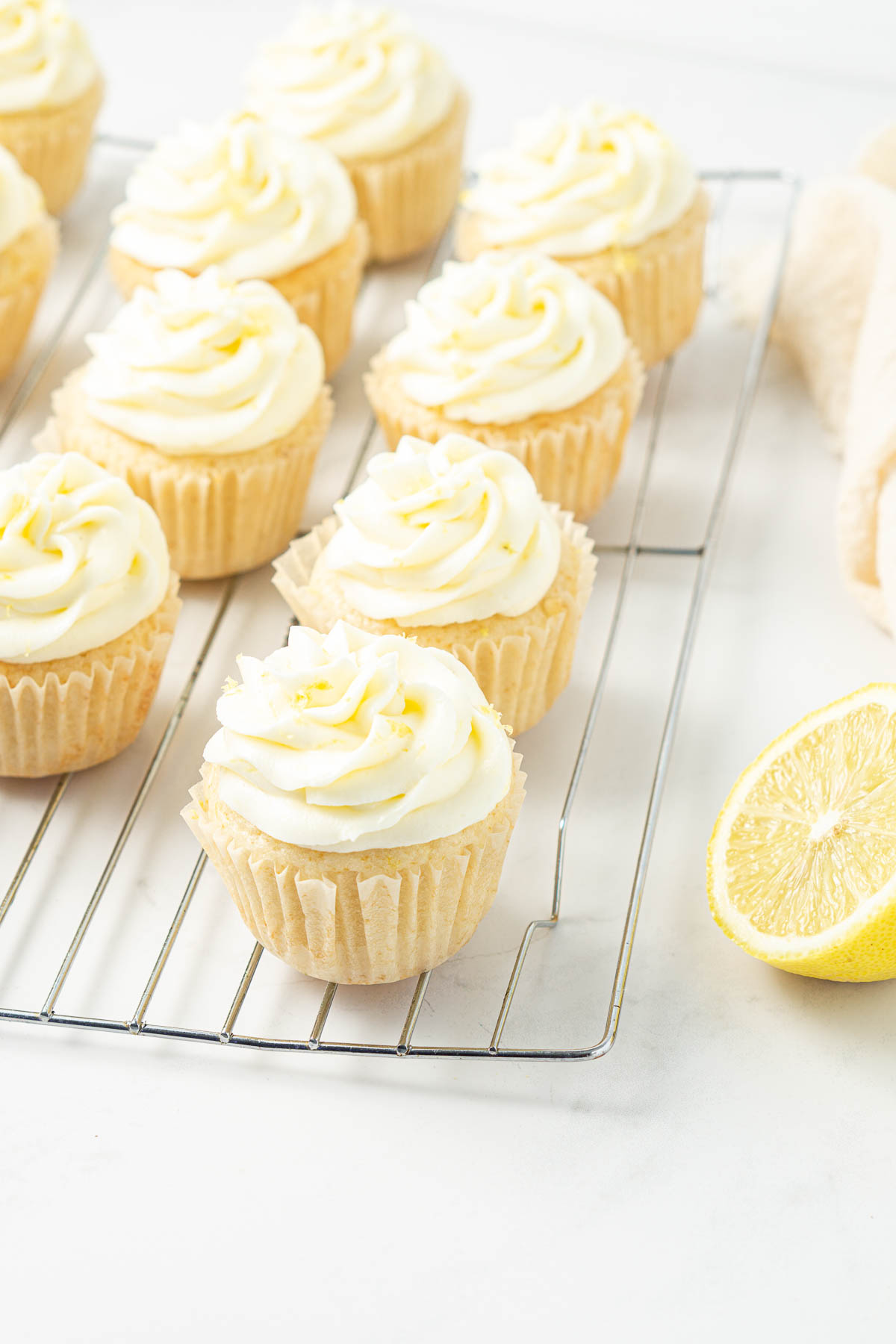 Lemon cupcakes with lemon buttercream.