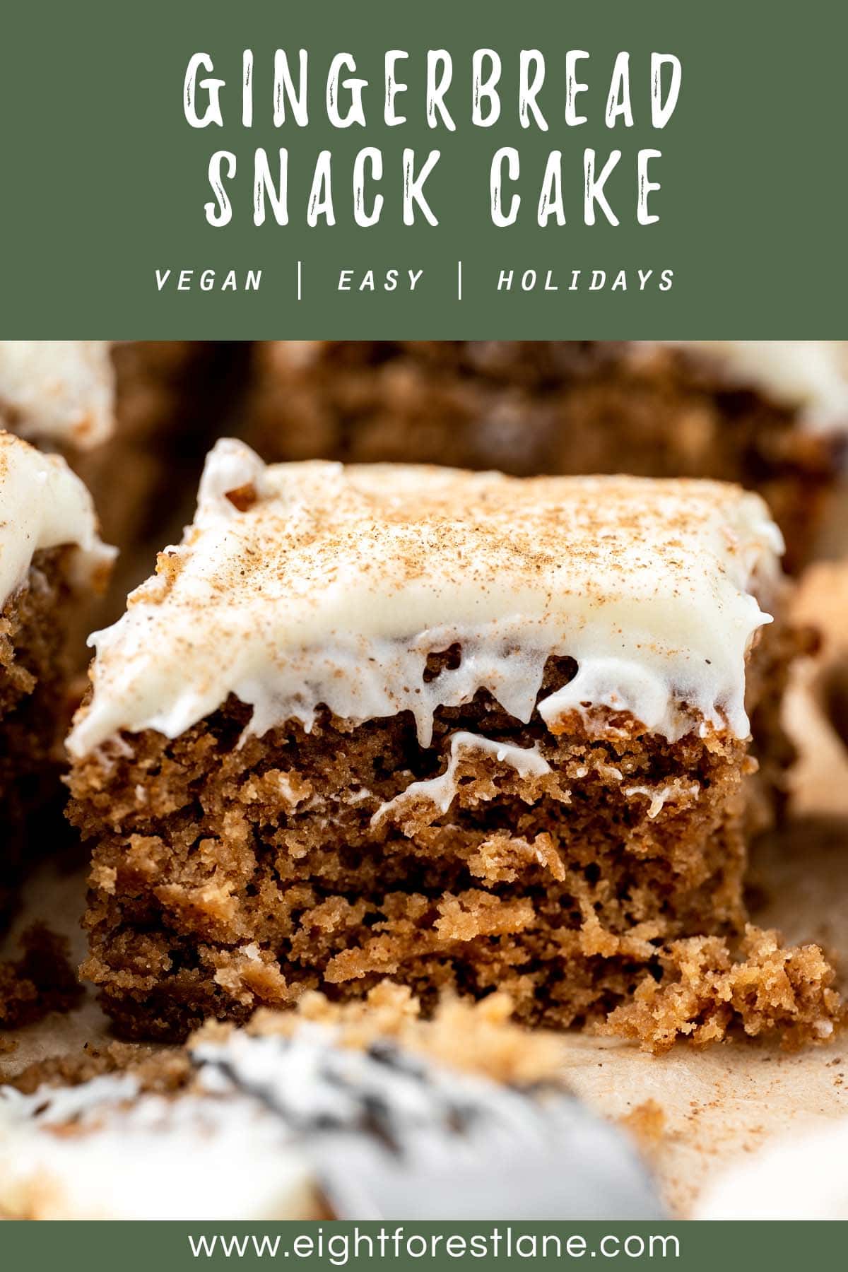 Easy Gingerbread Snack Cake - Eight Forest Lane