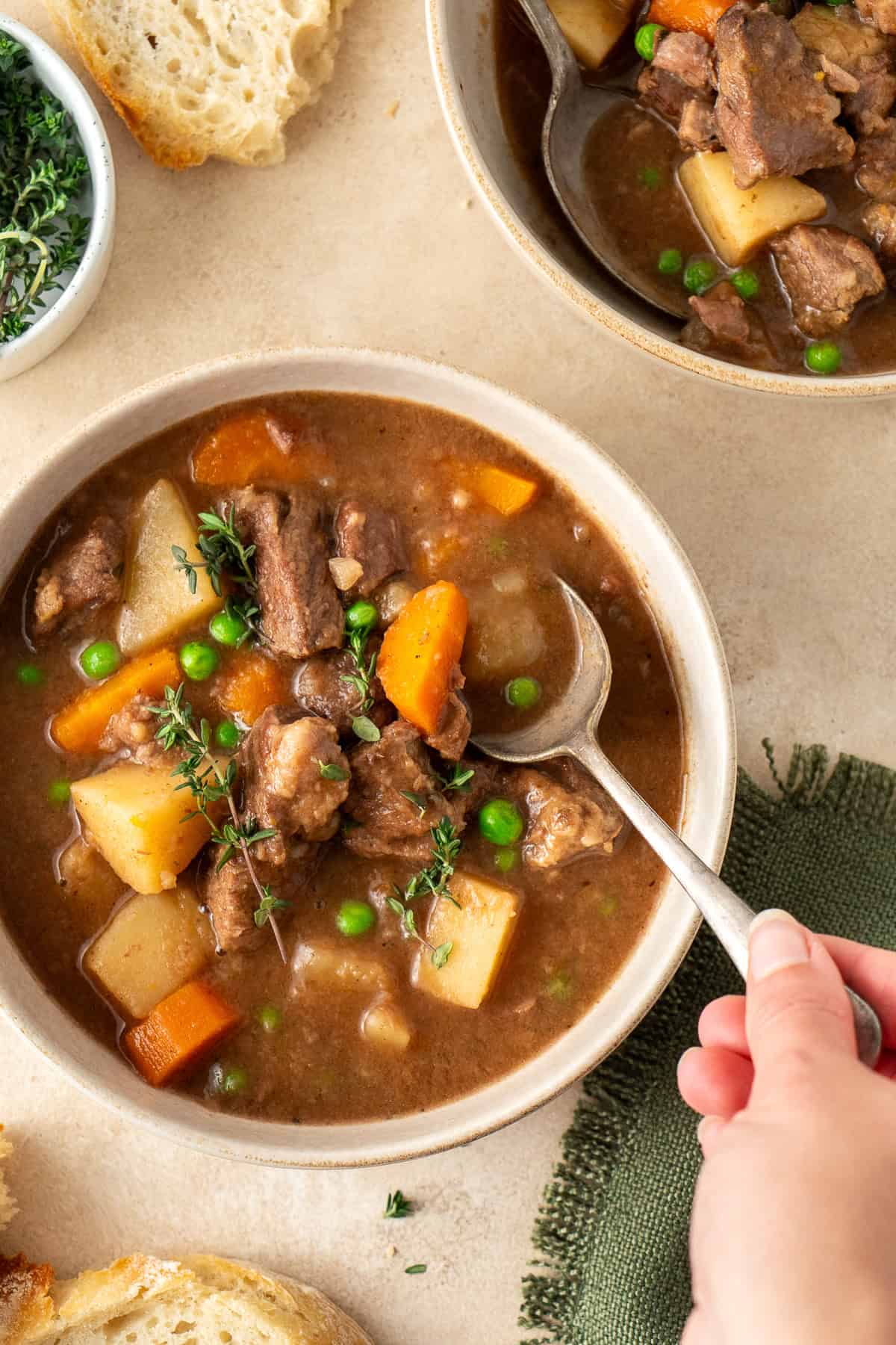 Bowls of beef stew.