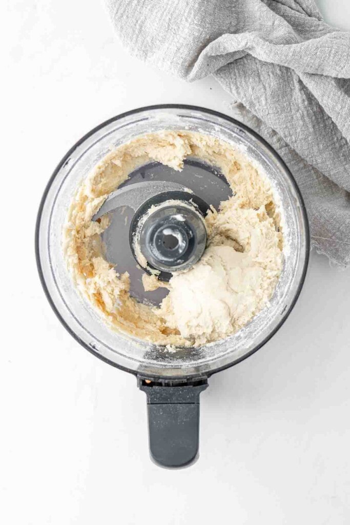 Making the pastry crust in a food processor.