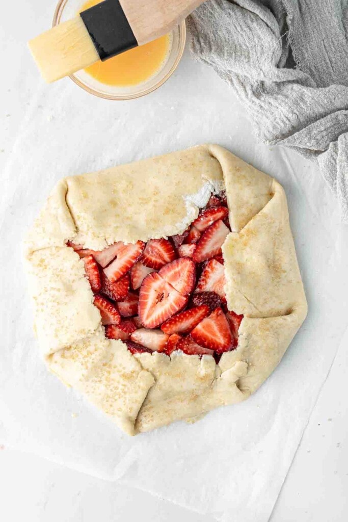 Strawberry galette ready to bake.