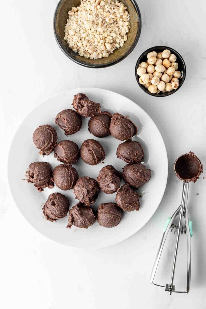 Chocolate truffles ready to roll. 
