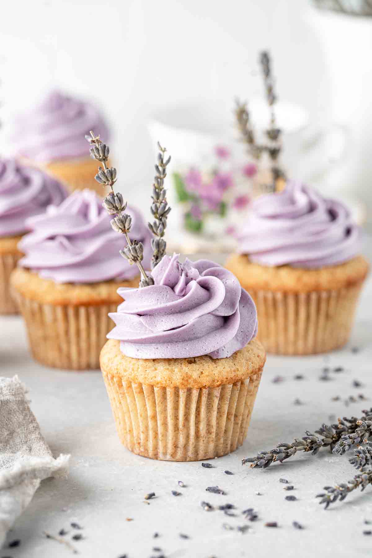 Early grey cupcakes with lavender buttercream.