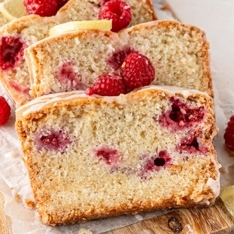 Vegan Lemon and Raspberry Loaf Cake - Eight Forest Lane