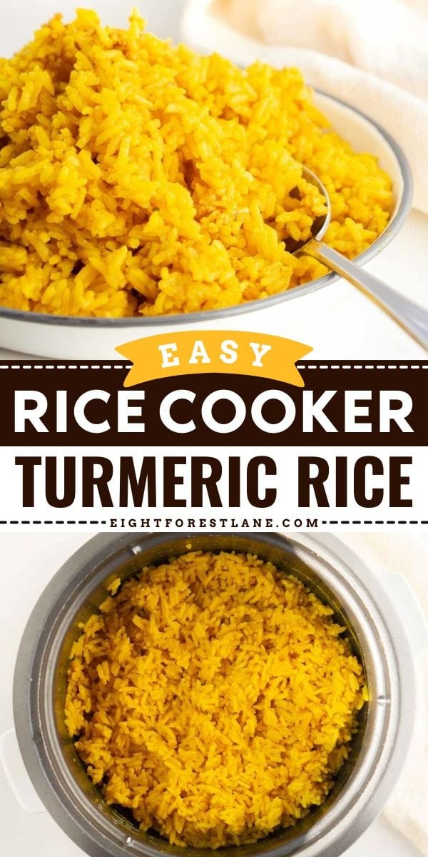 Easy Rice Cooker Turmeric Rice - Eight Forest Lane