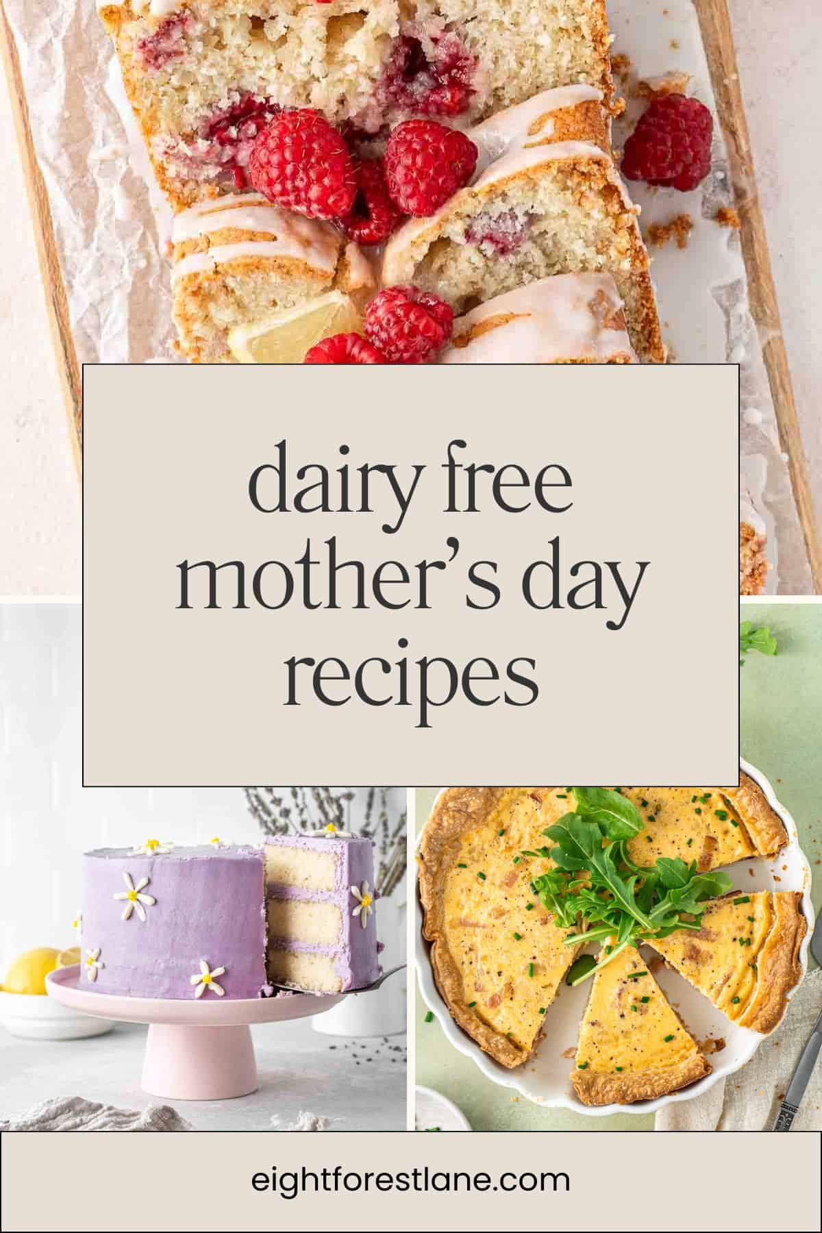 Dairy free mother's day recipes Pinterest image.