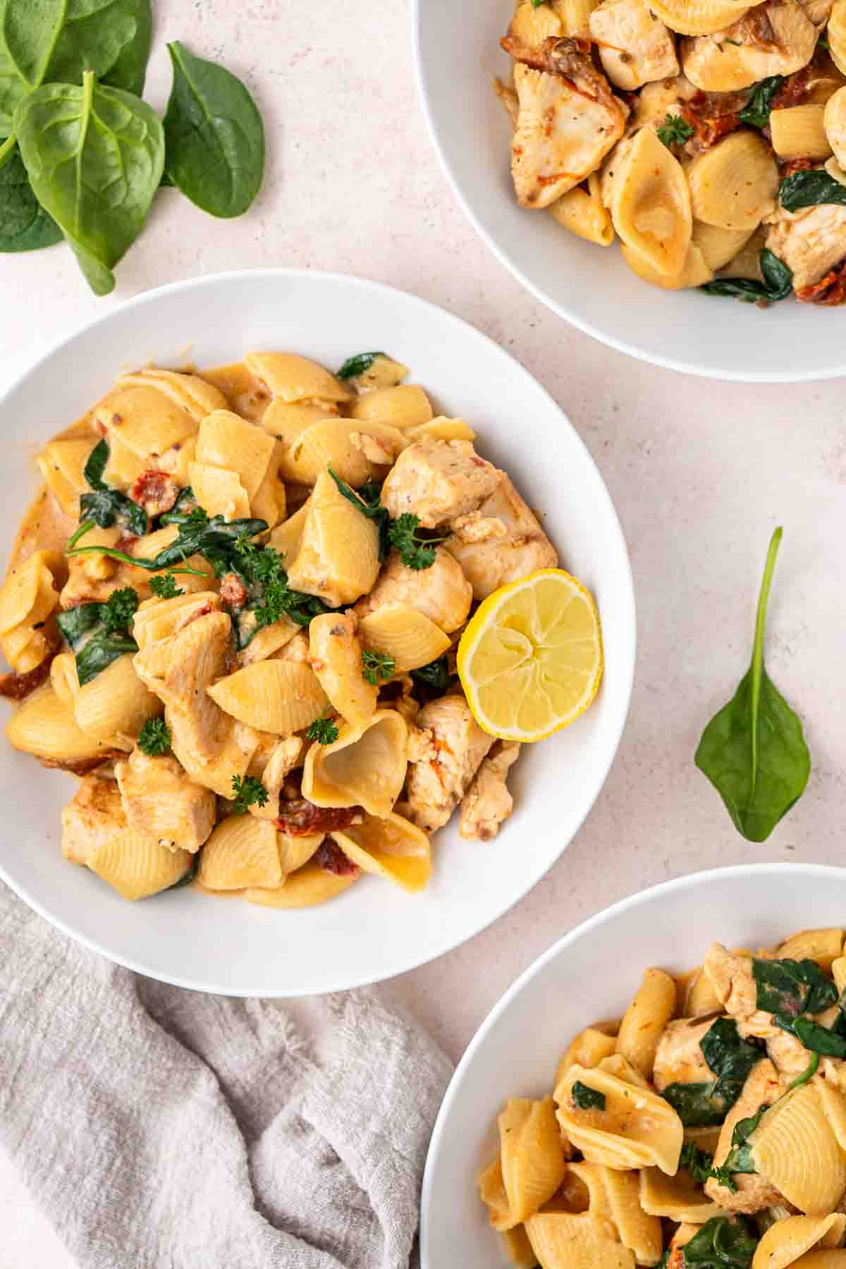 Dairy free marry me chicken pasta in bowls.