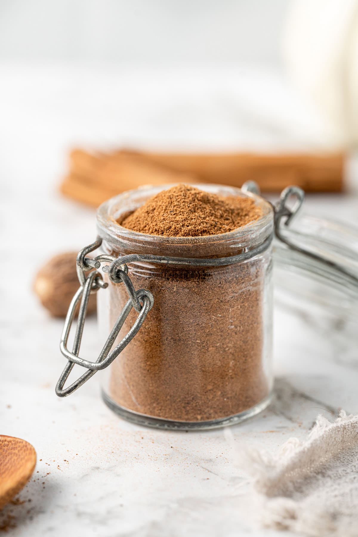 Pumpkin pie spice mix in a jar.