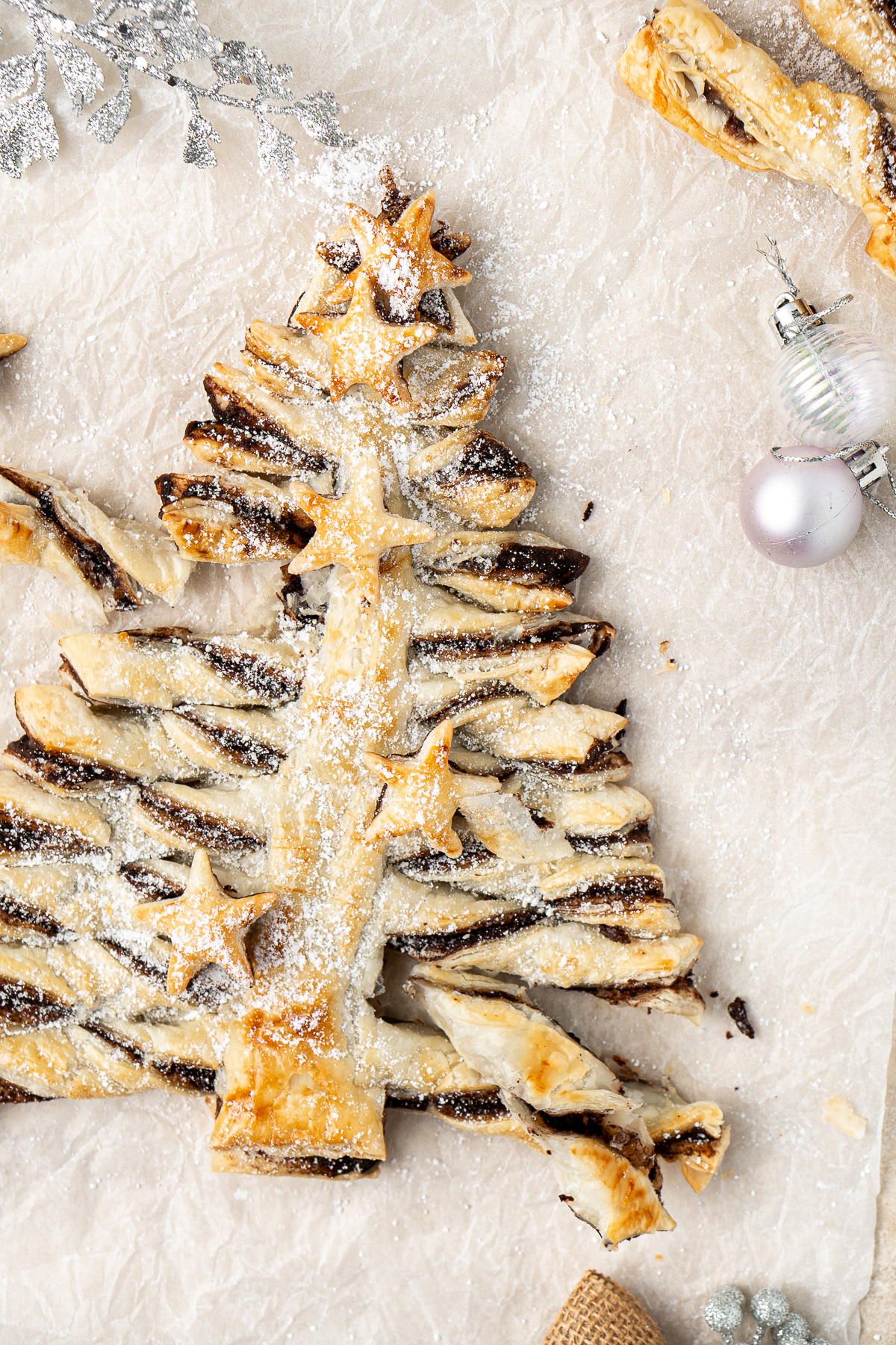 Close up of a chocolate Christmas tree.