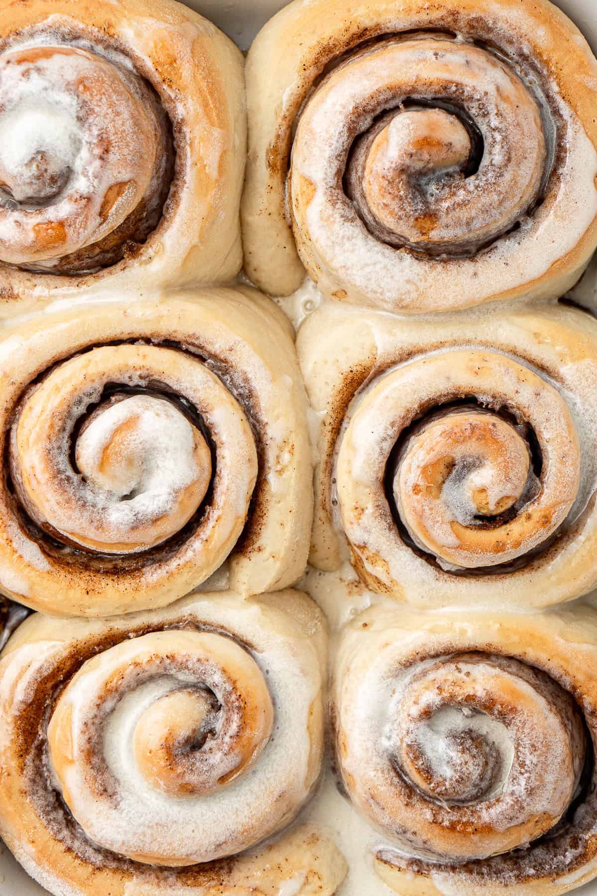 Close up of vegan cinnamon rolls.