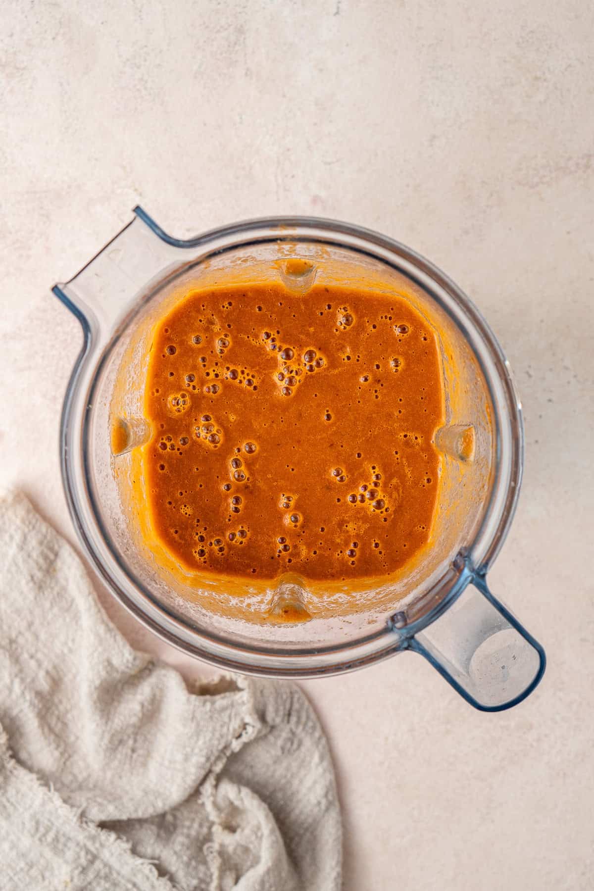 Blending the sauce in a blender.